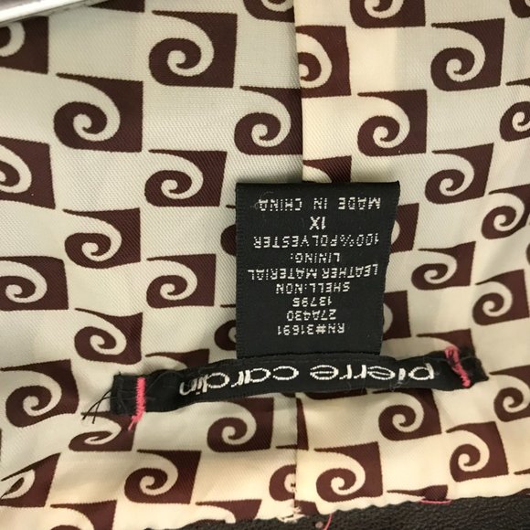 Pierre Cardin espresso leather  jacket size 1x chest 46"  raw edge look - Picture 5 of 5